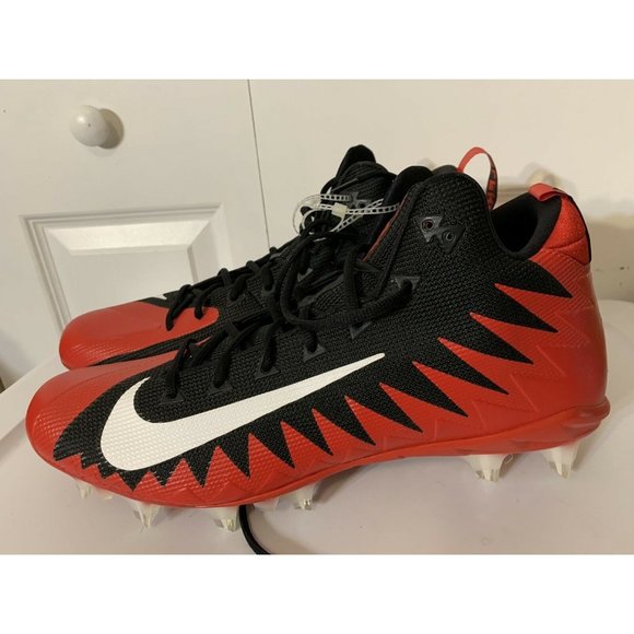 New Nike Alpha Menace Pro Mid Football Cleats Red/Black (922813-018) Men Size 16 - Picture 3 of 10